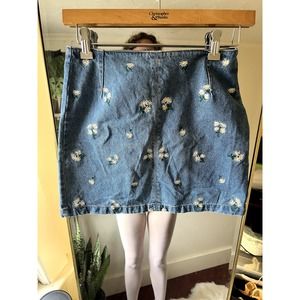unbranded embroidered denim mini skirt